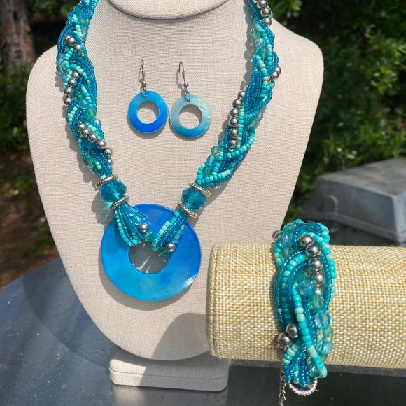 Jewelry - Turquoise "Ocean" Necklace, Bracelet, and Earrings Set